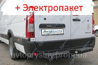 Фаркоп - Opel Movano Микроавтобус (2010--) L=4685 2 кол. с подножкой, съемный на 2 болтах на пластине