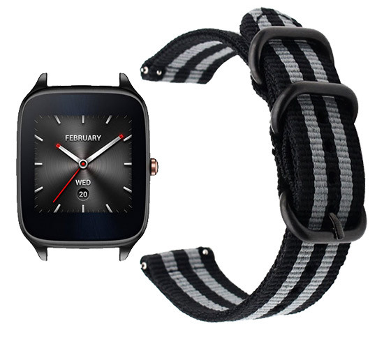 Нейлоновий ремінець Primo Traveller для годинника Asus ZenWatch 2 (WI501Q) - Black&Grey