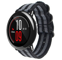 Нейлоновий ремінець Primo Traveller для годинника Xiaomi Huami Amazfit Sport SmartWatch - Black&Grey