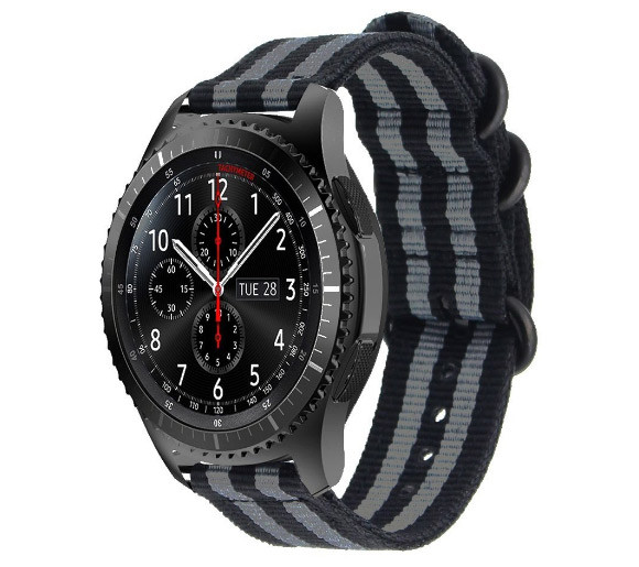 Нейлоновий ремінець Primo Traveller для годин Samsung Gear S3 Classic SM-R770 / Frontier RM-760 - Black&Grey