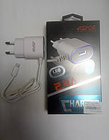 Мережевий зарядний пристрій Aspor A802P Iphone+USBport 2.4A white