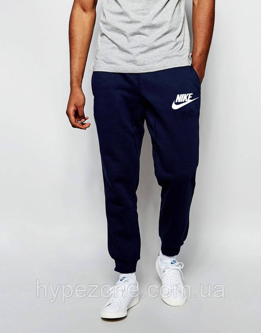 Чоловічі спортивні штани Nike | Найк сині ім'я+галочка білі