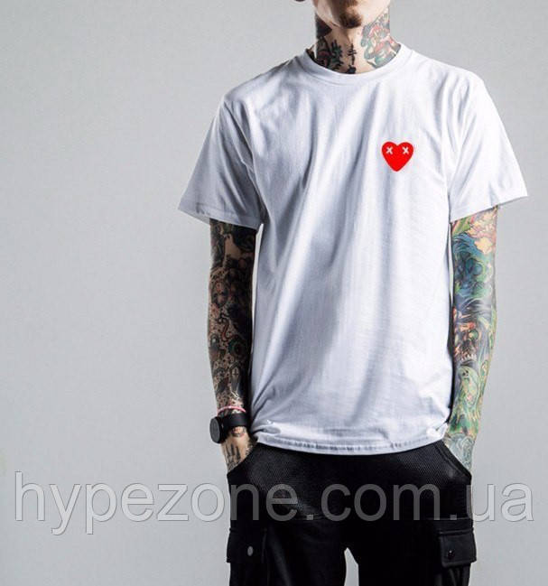 Футболка Comme des Garcons play red | Футболка CDG з логотипом Ком Гарсонз, фото 1