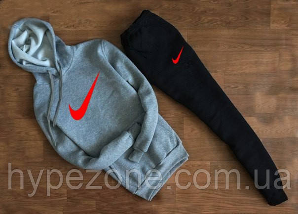 Спортивний костюм NIKE сірий світшот з капюшоном (червона галочка), фото 1