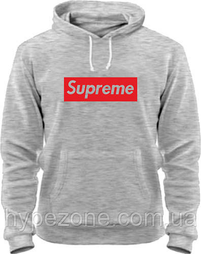 Худі толстовка сіра з принтом Supreme, фото 1