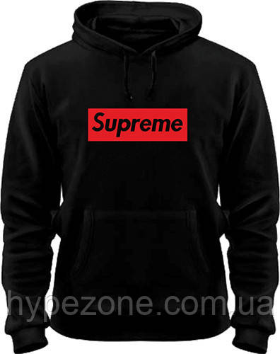 Худі толстовка чорна з принтом Supreme, фото 1