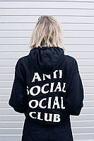 Худі жіноча A.S.S.C. Antisocial social club Толстовка з принтом ASSC Кенгурушка чорна АССК Кофта