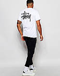 Чоловіча футболка Stussy logo трикотажна Спортивна футболка Стуса Стасі біла, фото 3