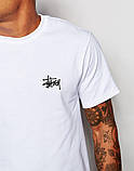 Чоловіча футболка Stussy logo трикотажна Спортивна футболка Стуса Стасі біла, фото 5