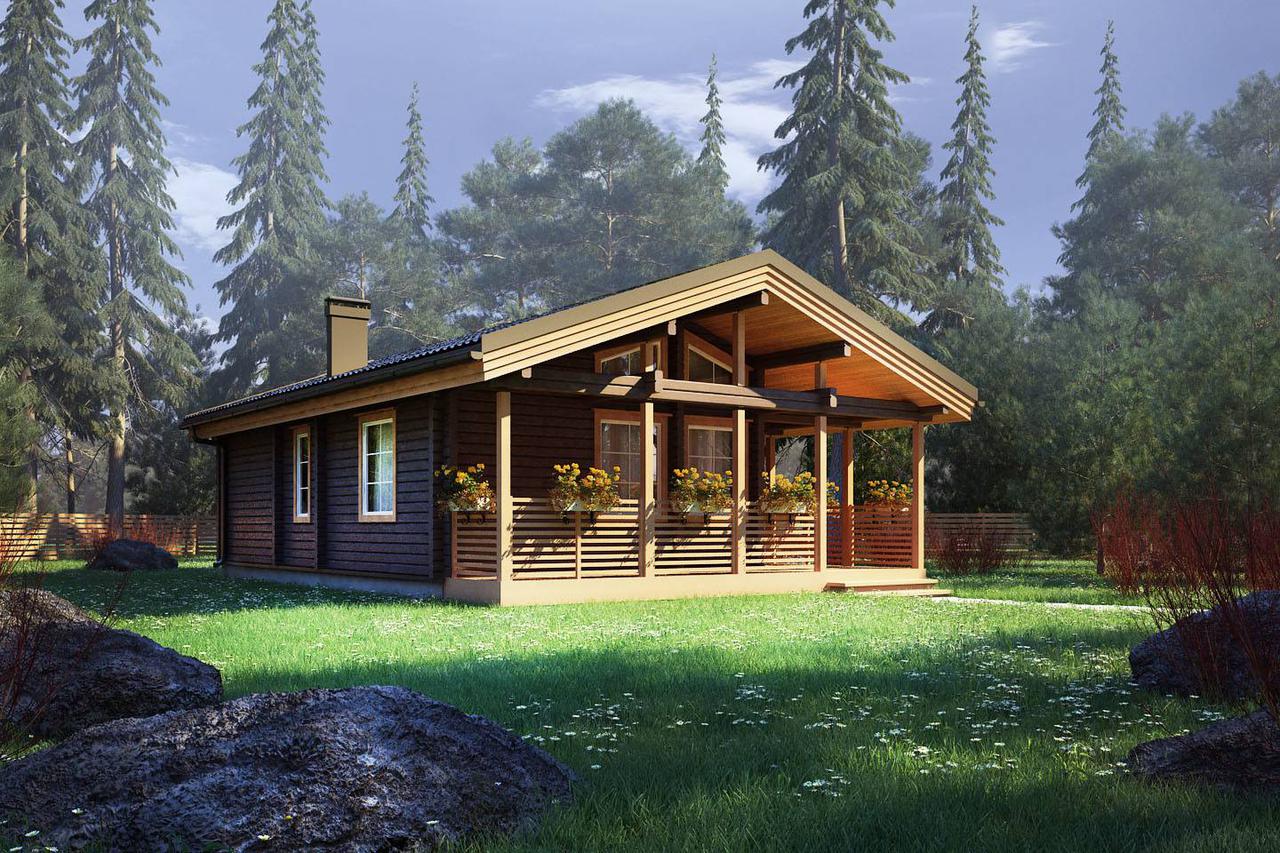 Будинок з термодеревини 96 м2. Будівництво будинків з термобруса в Україні Thermo Wooden House 035