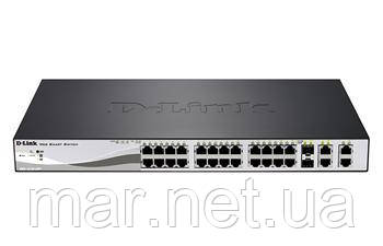 Комутатор D-Link DES-1210-28P 24port 10/100 PoE, 2x1GE, 2x1GE/SFP, WebSmart