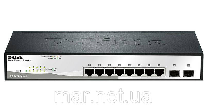 Комутатор D-Link DGS-1210-10/C 8x1GE, 2xSFP Smart III