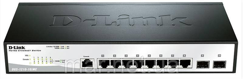 Комутатор D-Link DGS-1210-10/ME/A1 8x1GE, 2xSFP, Smart