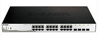 Комутатор D-Link DGS-1210-28MP 24x1GE PoE, 4xSFP/1G Combo, PoE бюджет 370W, Smart