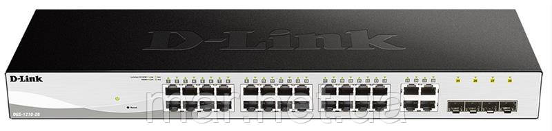 Комутатор D-Link DGS-1210-28/F 24port 1GE, 4x1GE/SFP, WebSmart