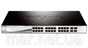 Комутатор D-Link DGS-1210-28P 24port 1GE PoE, 4x1GE/SFP, WebSmart