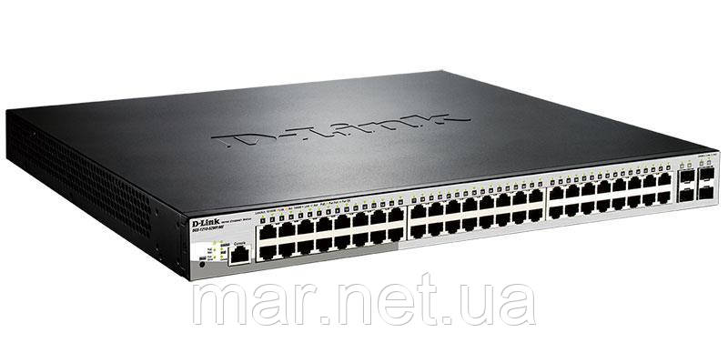 Комутатор D-Link DGS-1210-52MP/ME 48x1GE c PoE, 4x1000BaseX SFP L2 Керований