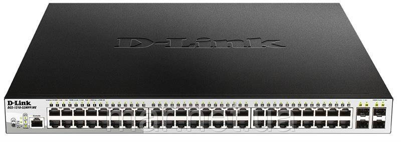 Комутатор D-Link DGS-1210-52MPP/ME 48x1GE PoE, 4xSFP, PoE бюджет 740Вт, L2