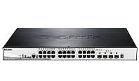 Комутатор D-Link DGS-1510-28XMP 24x1GE PoE, 4xSFP+ 10G, Стекові, SmartPro