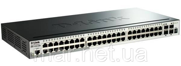 Комутатор D-Link DGS-1510-52X 48x1GE, 4xSFP+, стекові, SmartPro