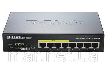 Комутатор D-Link DGS-1008P, 8port Gigabit (4port w/PoE)