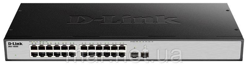Комутатор D-Link DGS-1026X 24x1GE, 2x10G SFP+, некерований