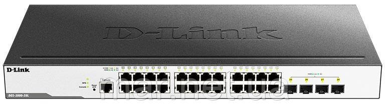 Комутатор D-Link DGS-3000-28L 24xGE, 4xSFP 1G, L2