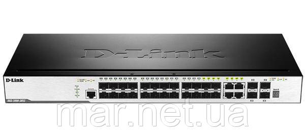 Комутатор D-Link DGS-3000-28SC L2 20xSFP 1G, 4x1GE/SFP, 4x10G SFP+