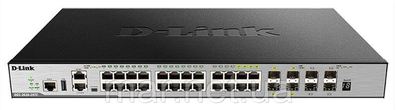 Комутатор D-Link DGS-3630-28TC 20x1GE, 4x1GE/SFP, 4x10G SFP+, L3