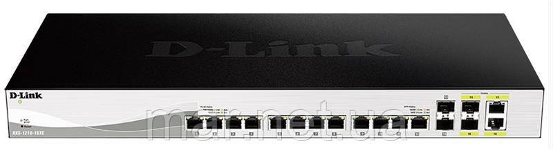 Комутатор D-Link DXS-1210-16TC 12x10GE, 2xSFP+, 2xSFP+/10GE Smart
