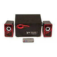 USB колонки для ПК комп'ютерні колонки 2.1 MP3 Bluetooth Cyber AN-2533 Red