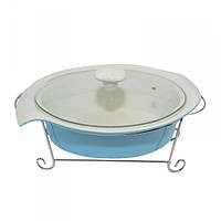 Марміт 1,4 л блакитного кольору зі скляною кришкою, Krauff 21-258-008