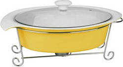 Каструля порцеляновий марміт 2 л бежевого кольору зі скляною кришкою. Krauff 21-258-005