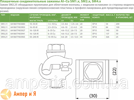 Затискач розстібний SM2.11 Al (16-95) або Cu (2,5-25) ENSTO, фото 3