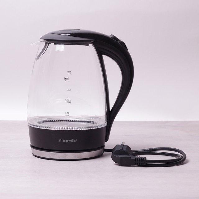 Чайник електричний скляний з LED підсвічуванням 1,7 л Kamille В 1700, фото 1