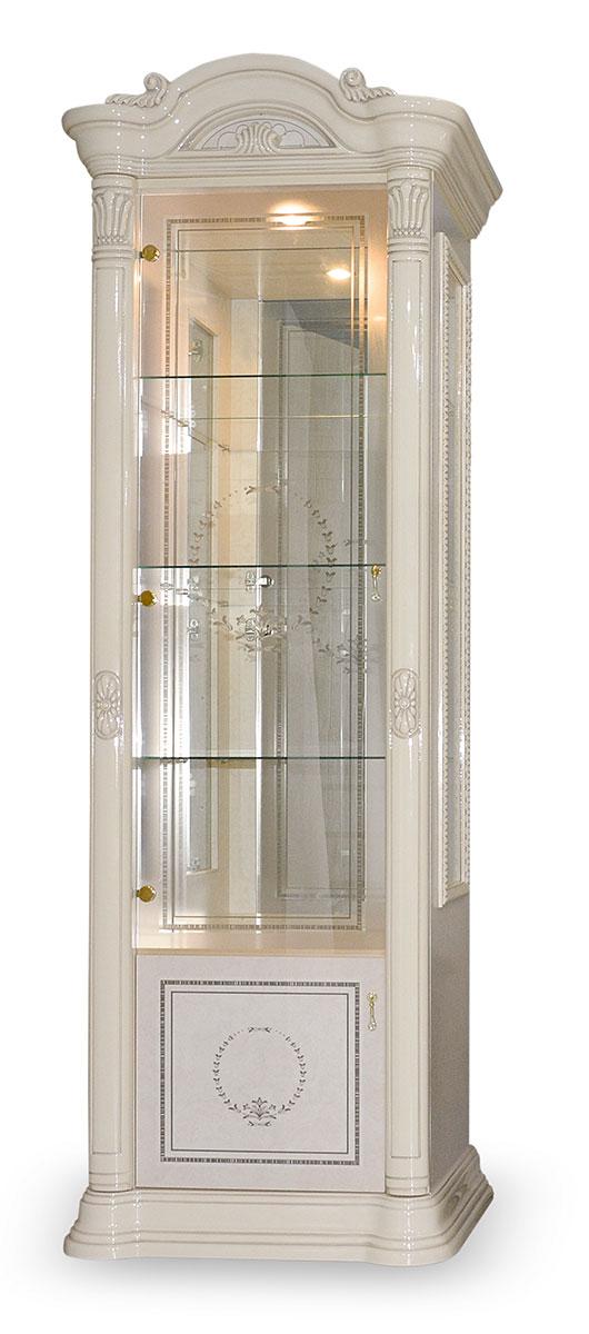 Вітрина 1Д  для вітальні в класичному стилі Вівальді Світ меблів, колір піно + художній друк