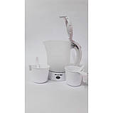 Чайник електричний Kamille 0.6 л пластиковий (білий/блакитний c чашками і ложками) KM-1718B, фото 4