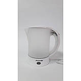 Чайник електричний Kamille 0.6 л пластиковий (білий/блакитний c чашками і ложками) KM-1718B, фото 5