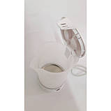 Чайник електричний Kamille 0.6 л пластиковий (білий/блакитний c чашками і ложками) KM-1718B, фото 6