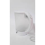 Чайник електричний Kamille 0.6 л пластиковий (білий/блакитний c чашками і ложками) KM-1718B, фото 7