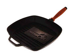 Чавунна сковорода гриль 260х260 мм з ручкою ТМ Чавунець