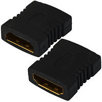 Переходник гнездо HDMI - гнездо HDMI, gold, пластик (Тип 2)