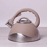 Чайник Kamille 3,0 л, з неіржавкої сталі зі свистком кремовий (KM 0686А), фото 5
