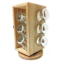 Набір для спецій з підставкою Stenson MS-0370 Woody, 6 предметів