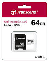 Картка пам'яті Transcend 64 GB microSDHC C10 UHS-I R95W45s + SD-адаптер/на складі
