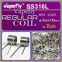 R28 Преднамотанная спираль 0.52 ohm. Vapefly Regular Coil 316 stainless steel.