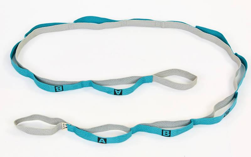 Стрічка для розтяжки Record Stretch Strap 3092 12 петель блакитний-сірий, фото 1
