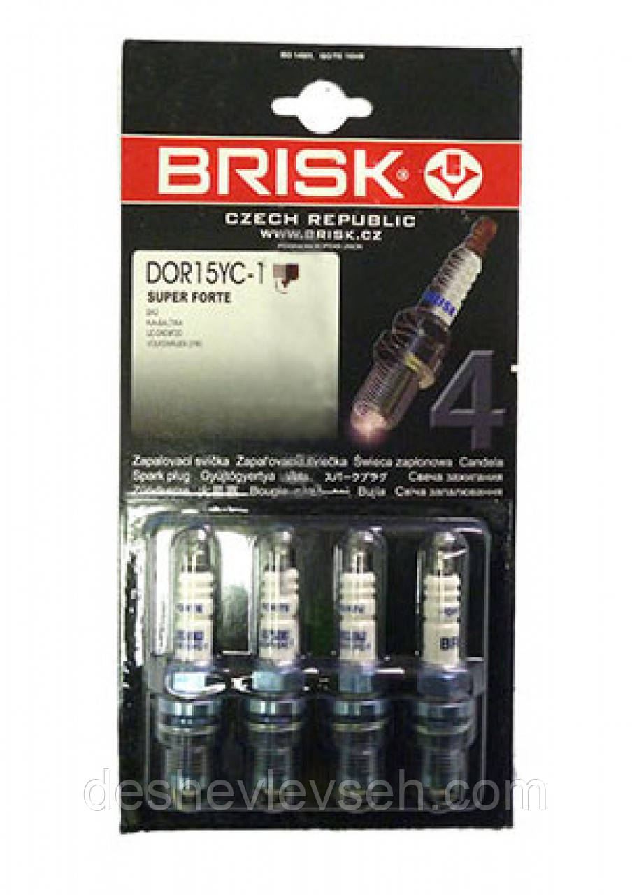Свічка запалювання BRISK Forte DOR 15YC-1 блістер (2112 (зазор 1,1)) (DOR15YC-1.4 B), (BRISK)