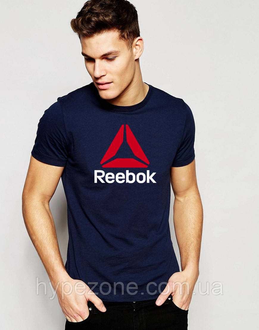 Чоловіча синя футболка Reebok(з великим принтом)