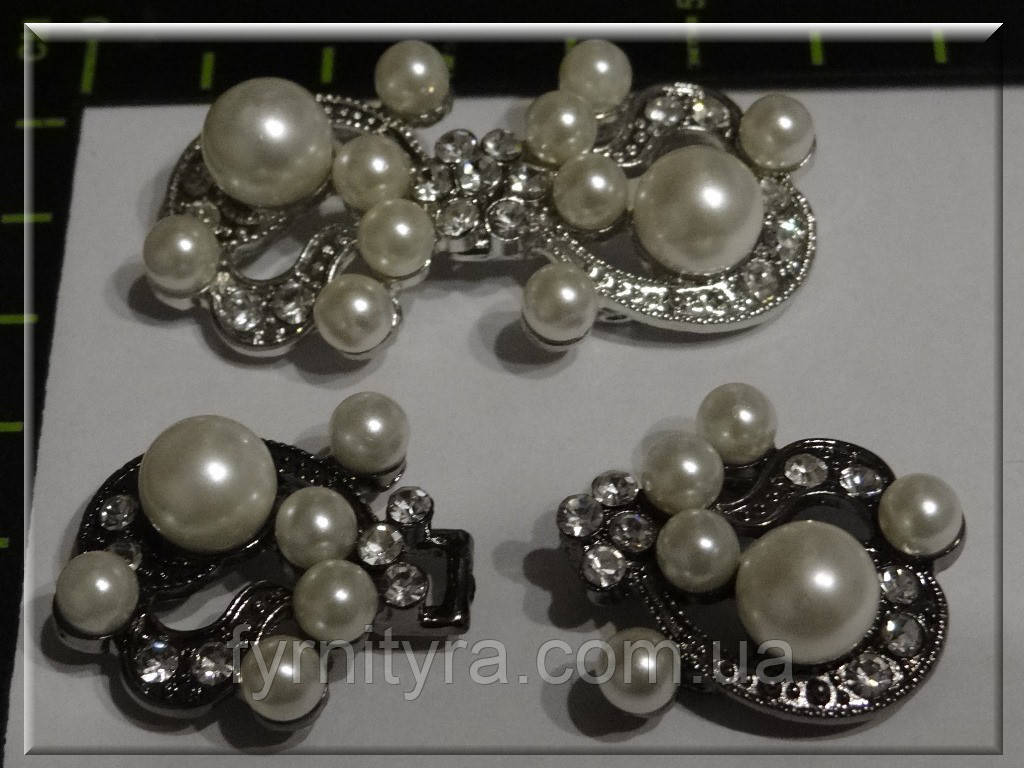 Застібка декоративна A-1321 silver, black, фото 1
